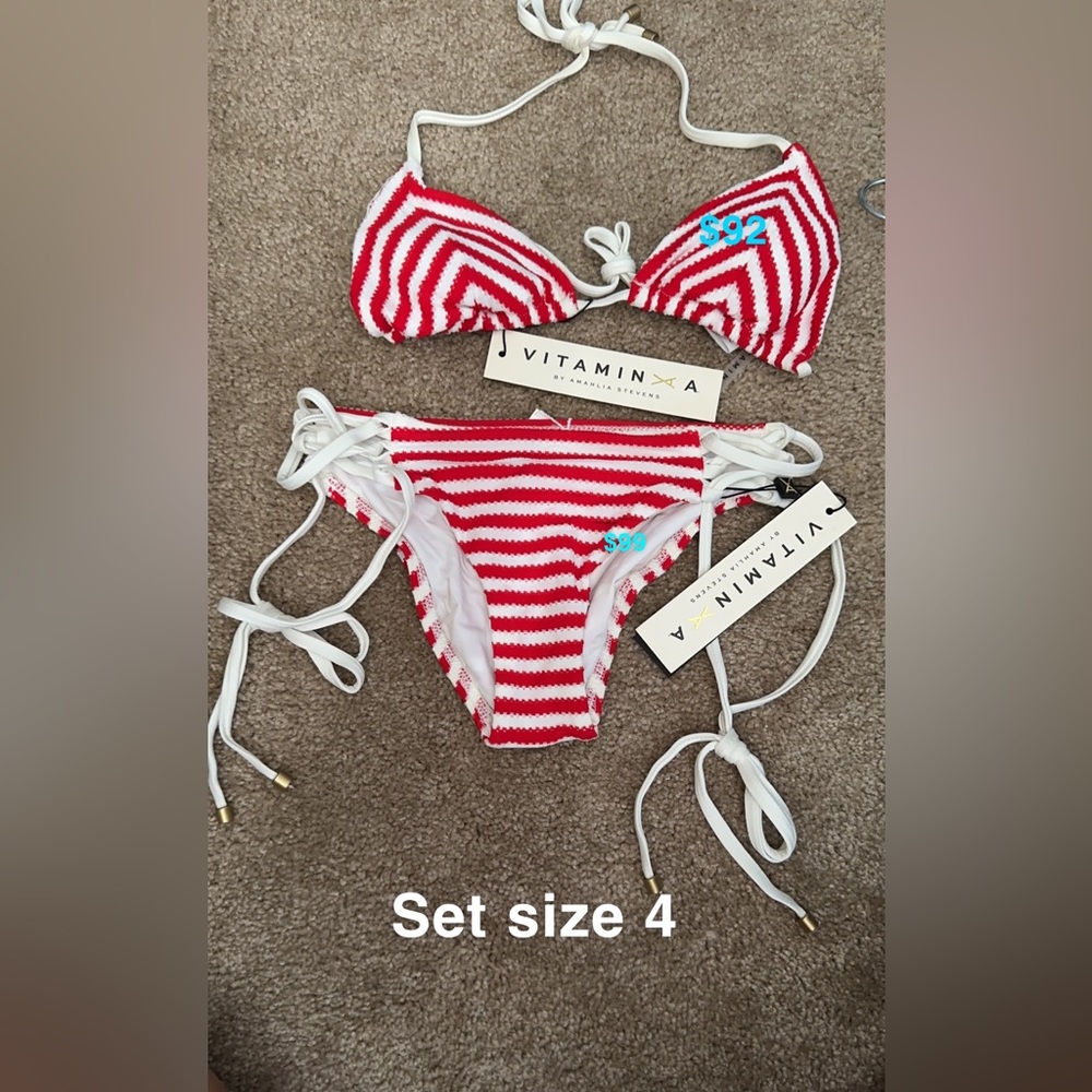 Vitamin A red and white stripe bikini.